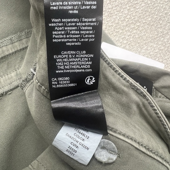 Liverpool Cargo Trouser Women 22W Army Green Zip Hem Joggers Utility Pockets - Picture 10 of 12